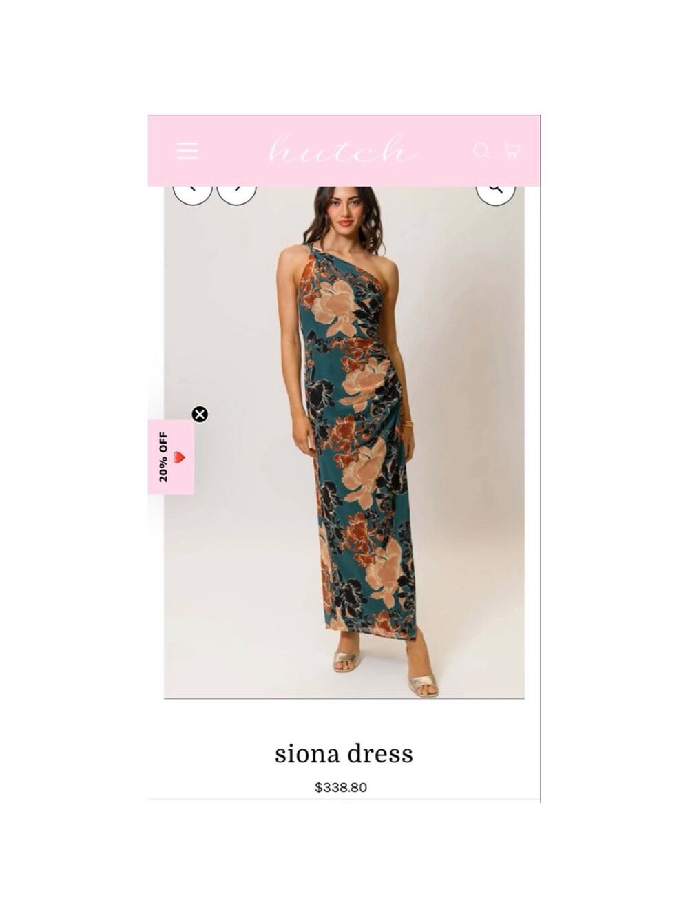 Women's Hutch Teal & Orange Floral One Shoulder Maxi Dress Size 2